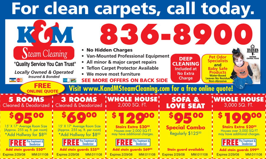 K&M Steam Cleaning Coupons